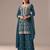 Teal blue blooming georgette silk blend kurta pant set