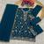 Teal blue blooming georgette silk blend kurta pant set