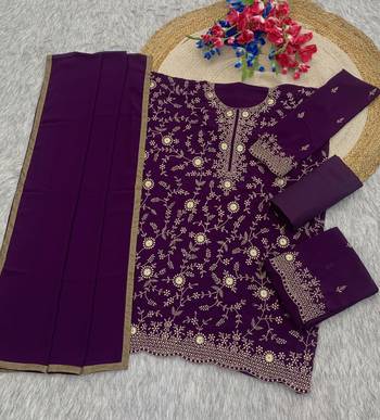 Purple blooming georgette silk blend kurta pant set 2