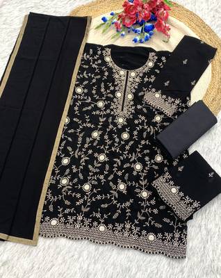 Black blooming georgette silk blend kurta pant set 2
