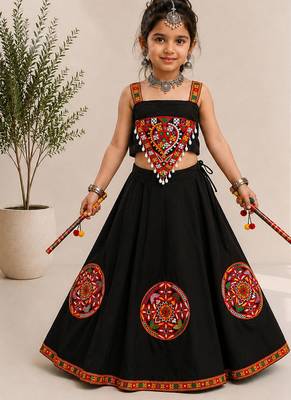 exclusive kids premium navratrichaniya choli collection-2026 mirror & kodi lace work garba & dandiya dress. 1