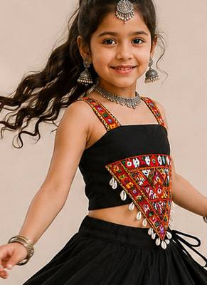 exclusive kids premium navratrichaniya choli collection-2026 mirror & kodi lace work garba & dandiya dress. 2