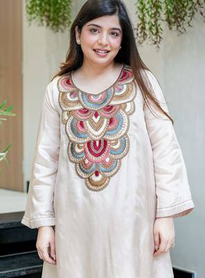 Embroidered French Crepe Flared Kurta and Palazzo Set 5
