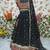 Black faux georgette lehenga choli set with real mirror work