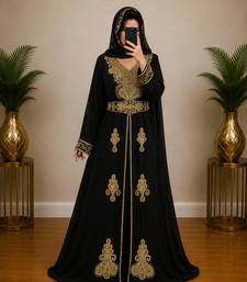 Navy Blue Gold Embroidered Moroccan Kaftan Dress