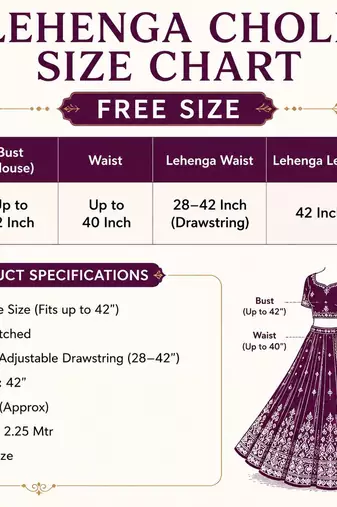 Rani Pink Navratri Lehenga Choli Set for Women - Full stitched free size