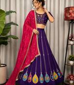 Purple & Rani Pink Dandiya Special Lehenga Choli - Full stitched free size