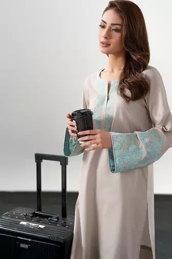 Embroidered Chanderi Silk Straight Kurta and Pant Set