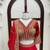 Women's Red Embroidered Chinon Bridal Lehenga Choli Set with Heavy Zari Work, V-Neck Blouse & Matching Dupatta