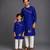 Royal blue embroidered cotton silk father son kurta combo set