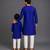 Royal blue embroidered cotton silk father son kurta combo set