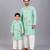 Mint green embroidered cotton silk layered father son kurta combo set