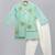 Mint green embroidered cotton silk layered father son kurta combo set