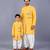 Yellow embroidered cotton silk father son kurta combo set