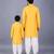 Yellow embroidered cotton silk father son kurta combo set