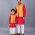 Pink embroidered cotton silk father son kurta combo set