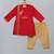Red embroidered cotton silk father son kurta combo set