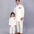 White embroidered raw silk father son bandhgala combo set