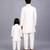 White embroidered raw silk father son bandhgala combo set