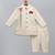 White embroidered raw silk father son bandhgala combo set