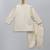 White embroidered raw silk father son bandhgala combo set