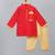 Red embroidered cotton silk father son kurta combo set