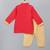 Red embroidered cotton silk father son kurta combo set