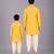 Mustard yellow embroidered cotton silk father son kurta dhoti combo set