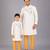 White embroidered cotton silk father son kurta combo set
