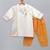 White embroidered cotton silk father son kurta combo set
