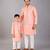Peach pink woven cotton silk father son kurta combo set