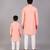 Peach pink woven cotton silk father son kurta combo set