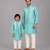 Aqua blue woven cotton silk father son kurta combo set