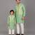 Mint green woven cotton silk father son kurta combo set