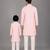 Baby pink woven cotton silk father son kurta combo set