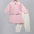 Baby pink woven cotton silk father son kurta combo set