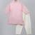 Baby pink woven cotton silk father son kurta combo set