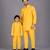 Mustard yellow cotton silk father son bandhgala combo set