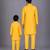 Mustard yellow cotton silk father son bandhgala combo set