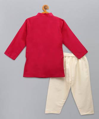 Pink cotton silk father son kurta combo set 4