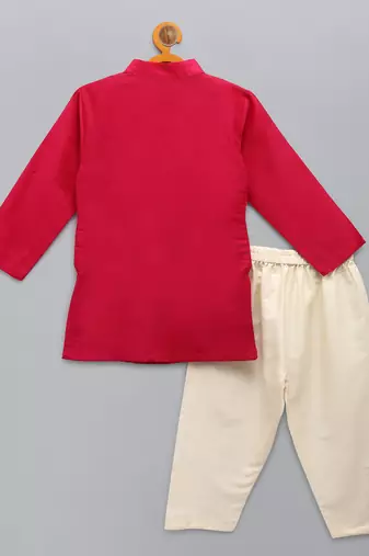 Pink cotton silk father son kurta combo set