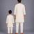 White printed cotton father son kurta combo set