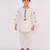 White printed cotton father son kurta combo set