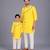 Yellow gota patti embroidered cotton father son kurta combo set