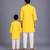 Yellow gota patti embroidered cotton father son kurta combo set