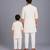White printed cotton father son kurta combo set