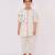 White printed cotton father son kurta combo set
