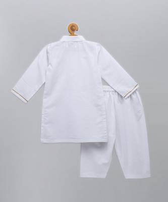 White flag printed cotton father son kurta combo set 4