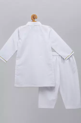 White flag printed cotton father son kurta combo set