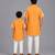 Saffron orange printed cotton silk father son kurta combo set
